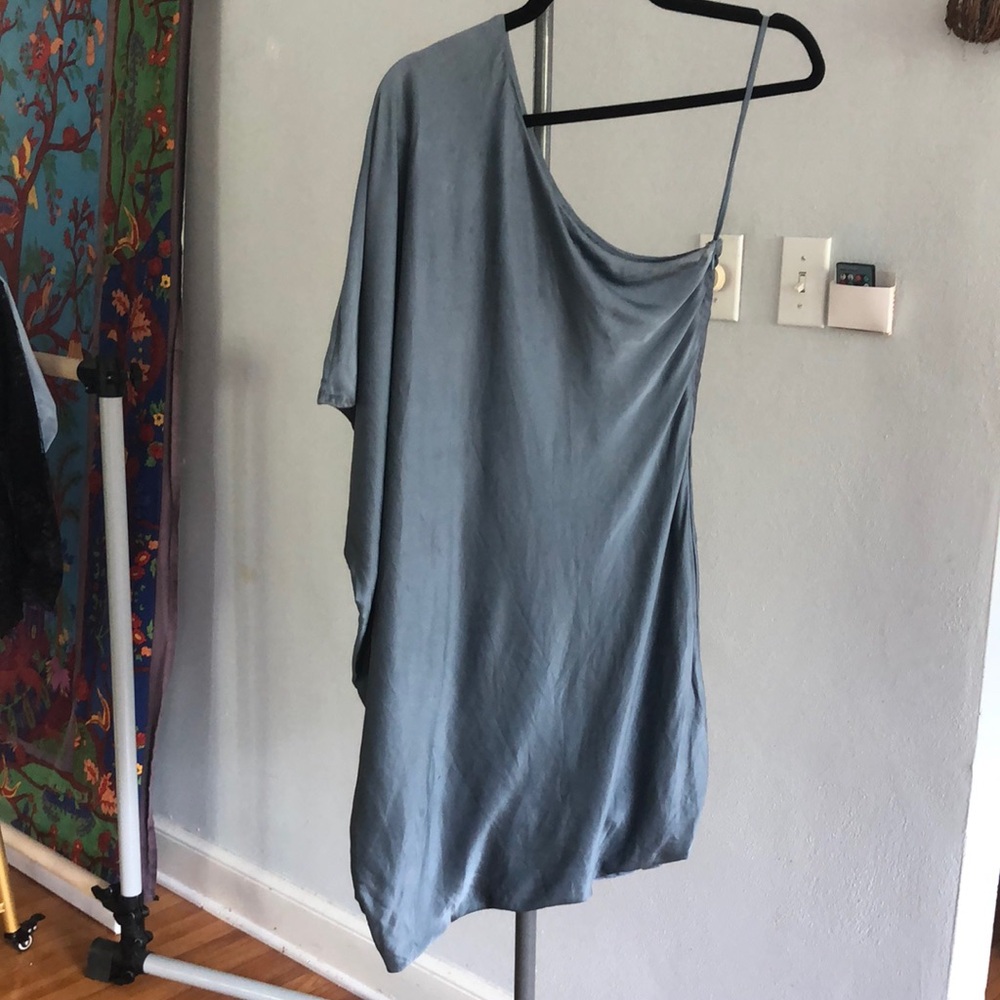 Ports silk one-shoulder dress